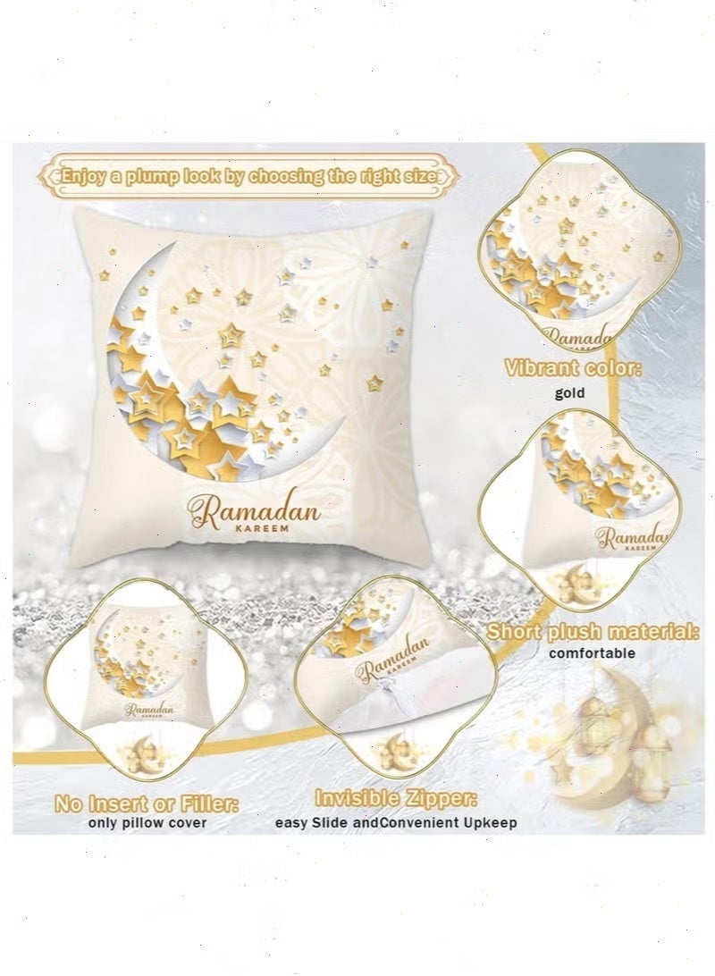 غطاء وسادة رمضاني 6 قطع - زينة رمضانية أساسية للمنزل، مثالية لتزيين أريكة غرفة المعيشة في شهر رمضان المبارك【45×45 سم】 - Image 4